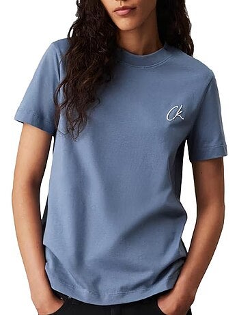 Calvin klein jeans geborduurd t-shirt roze voor dames