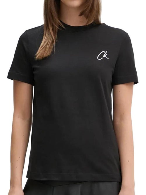 Calvin Klein Jeans Geborduurd Zwart T-shirt voor Dames - Kiabi Calvin Klein Jeans Geborduurd Zwart T-shirt voor Dames - Kiabi