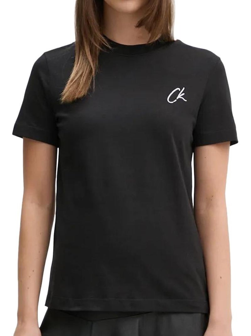 Calvin Klein Jeans Geborduurd Zwart T-shirt voor Dames Zwart - Kiabi