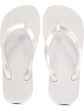 Calvin klein jeans dames slippers wit tpu metallic