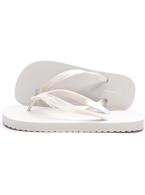 Calvin Klein Jeans Grijze Dames teenslippers met metallic TPU - Kiabi