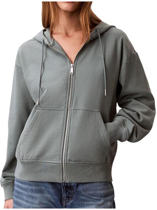 Calvin Klein Jeans Groene Hoodie met Rits voor Dames - Kiabi Calvin Klein Jeans Groene Hoodie met Rits voor Dames - Kiabi