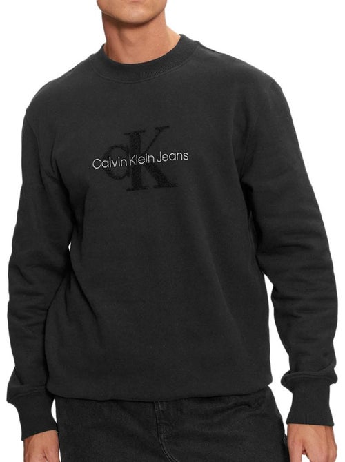 Calvin Klein Jeans Heren Chenille Monologo Zwarte Sweatshirt - Kiabi Calvin Klein Jeans Heren Chenille Monologo Zwarte Sweatshirt - Kiabi