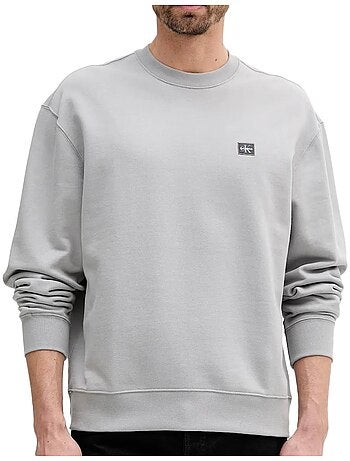 Calvin klein jeans heren sweatshirt wit met badgelogo