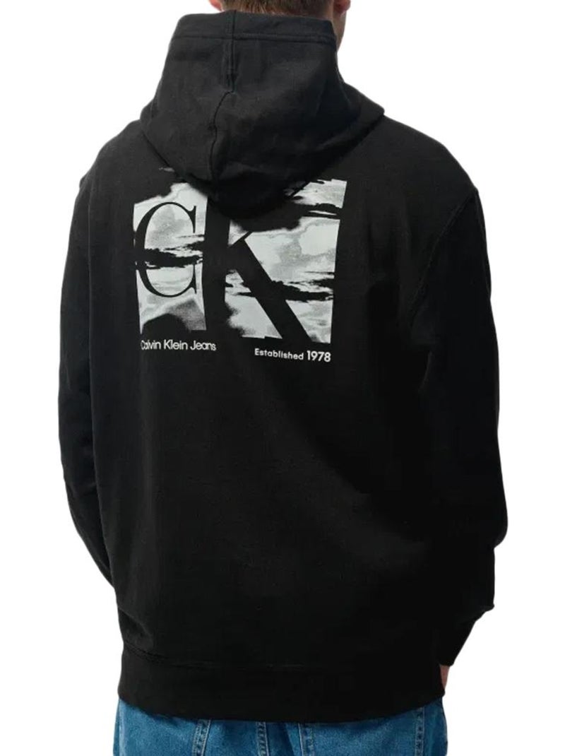 Calvin Klein Jeans Heren Hoodie Zwart met Groot Box Logo Zwart - Kiabi