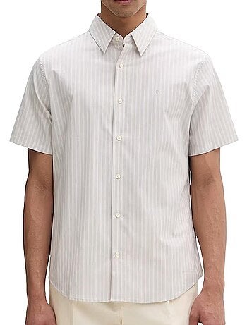 Calvin klein jeans heren overhemd beige met gestreepte print