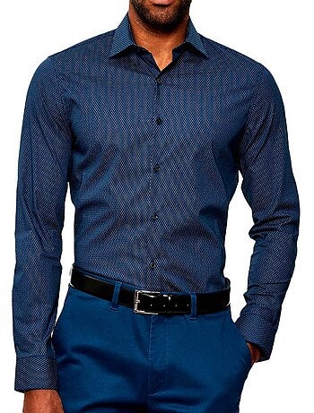Calvin klein jeans heren overhemd marineblauw lv019eu041