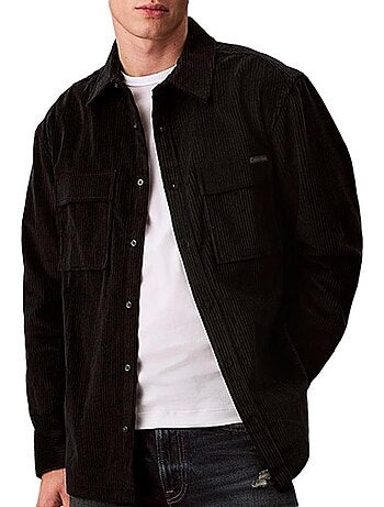Calvin klein jeans heren overhemd zwart corduroy zak