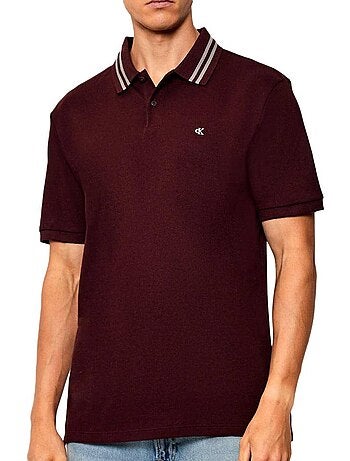 Calvin klein jeans heren polo bruin pique