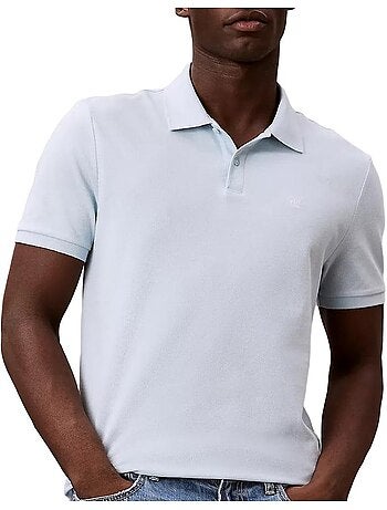 Calvin klein jeans heren polo lichtblauw met monogram piqué