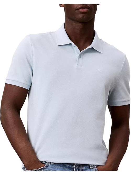 Calvin klein jeans heren polo lichtblauw met monogram piqué - Kiabi