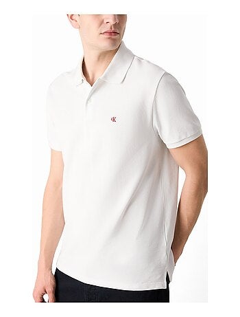 Calvin klein jeans heren polo wit met monogram piqué