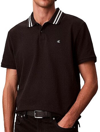 Calvin klein jeans heren polo zwart piqué