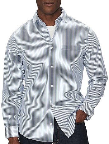 Calvin klein jeans heren poplin gestreepte overhemd blauw