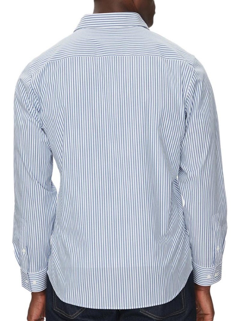 Calvin Klein Jeans Heren Poplin Gestreepte Overhemd Blauw Blauw - Kiabi