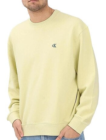 Calvin klein jeans heren sweater geel ls 350terry