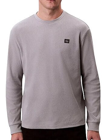 Calvin klein jeans heren sweatshirt grijs wafel badge