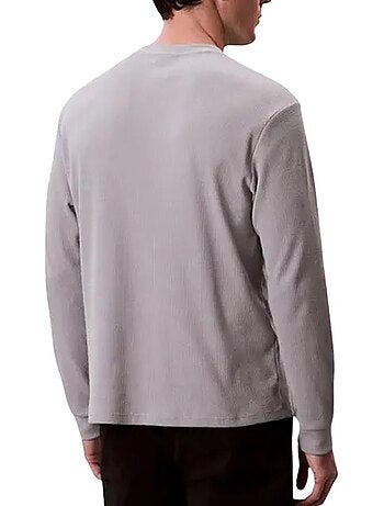 Calvin klein jeans heren sweatshirt grijs wafel badge