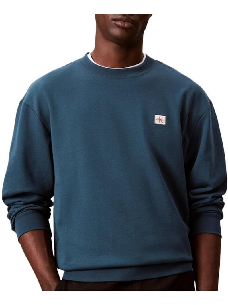 Calvin Klein Jeans Heren Sweatshirt Marineblauw 350 Terry Badge Marineblauw - Kiabi