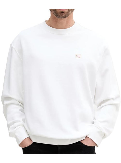 Calvin Klein Jeans Heren Sweatshirt Wit met Badgelogo - Kiabi Calvin Klein Jeans Heren Sweatshirt Wit met Badgelogo - Kiabi