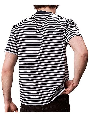 Calvin klein jeans heren t-shirt bruin/ecru met strepen