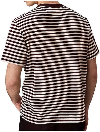 Calvin klein jeans heren t-shirt bruin/ecru met strepen
