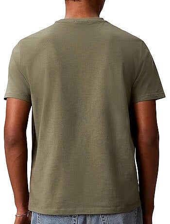 Calvin klein jeans heren t-shirt kaki met badge l4g