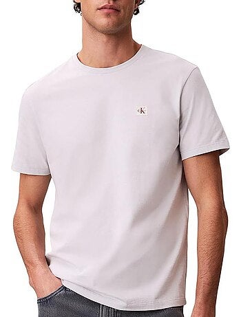 Calvin klein jeans mauve t-shirt met badge voor heren