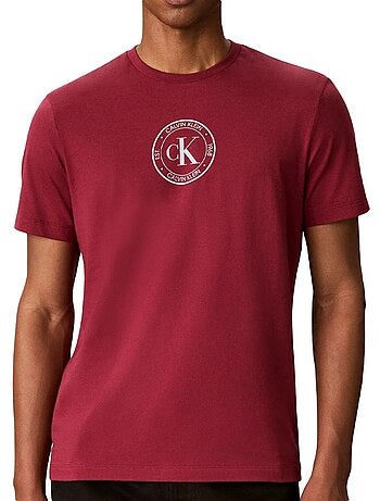 Calvin klein jeans heren t-shirt rood met logo - ss 30s eu crest