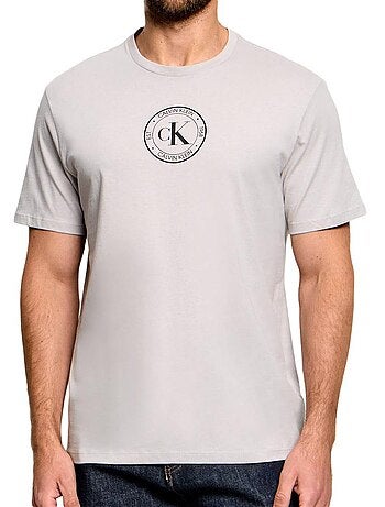 Calvin klein jeans heren t-shirt rood met logo - ss 30s eu crest
