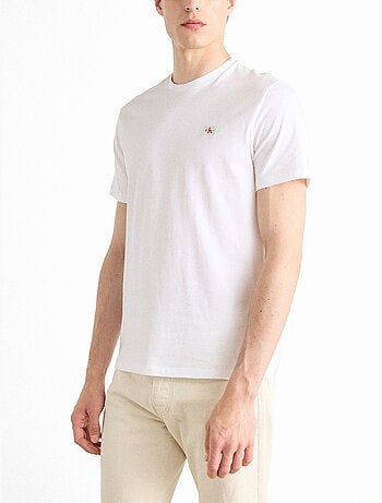 Calvin klein jeans heren t-shirt wit met badge - jersey