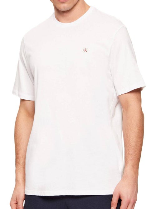 Calvin Klein Jeans Heren T-shirts (2-pack) Wit/Blauw met Logo - Kiabi Calvin Klein Jeans Heren T-shirts (2-pack) Wit/Blauw met Logo - Kiabi