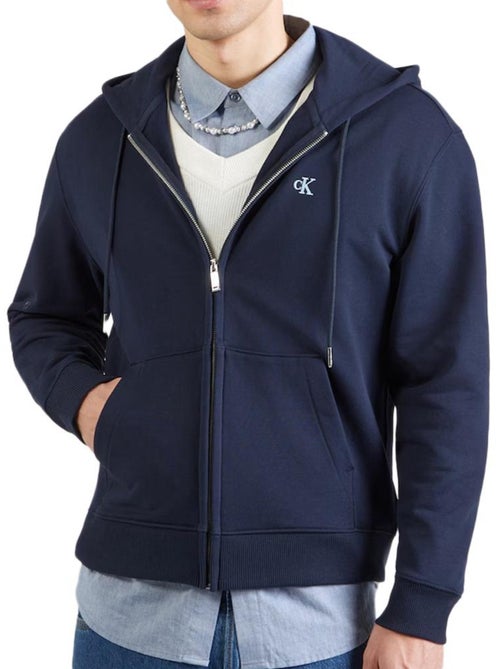 Calvin Klein Jeans Heren Terry Monogram Sweatvest Marineblauw - Kiabi Calvin Klein Jeans Heren Terry Monogram Sweatvest Marineblauw - Kiabi