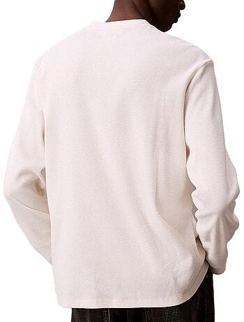 Calvin klein jeans heren wafel badge sweatshirt wit