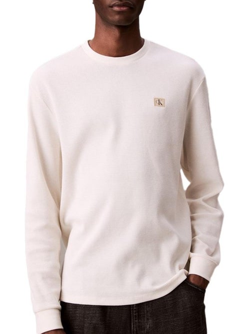 Calvin Klein Jeans Heren Wafel Badge Sweatshirt Wit - Kiabi Calvin Klein Jeans Heren Wafel Badge Sweatshirt Wit - Kiabi
