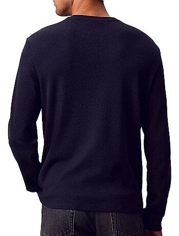 Calvin klein jeans heren wafel sweatshirt met badges - marineblauw