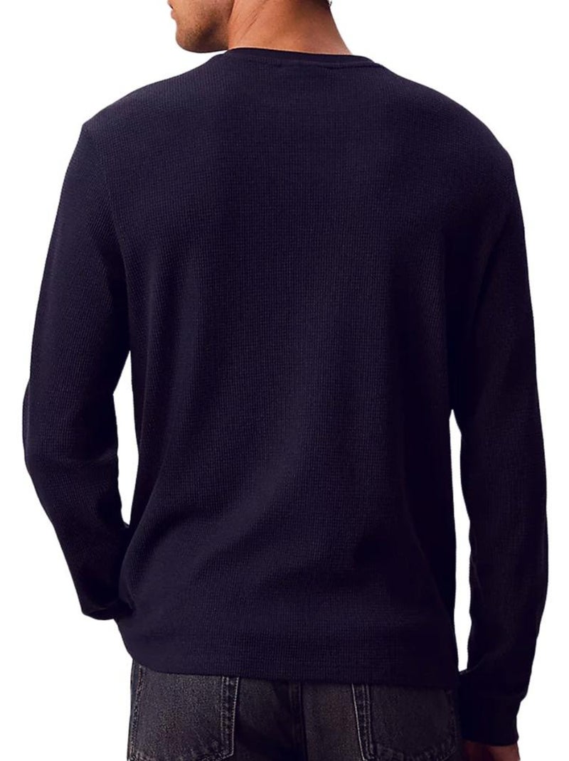 Calvin Klein Jeans Heren Wafel Sweatshirt met Badges - Marineblauw Marineblauw - Kiabi