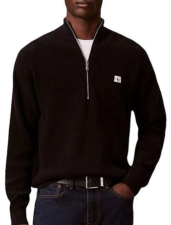 Calvin klein jeans heren wafel sweatshirt zwart