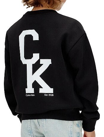 Calvin klein jeans jongens sweatshirt zwart relaxed crewneck