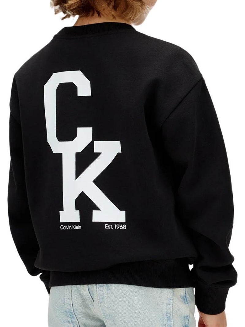 Calvin klein jeans jongens sweatshirt zwart relaxed crewneck Zwart - Kiabi