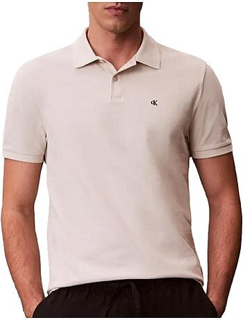 Calvin klein jeans monogram piqué polo voor heren - beige