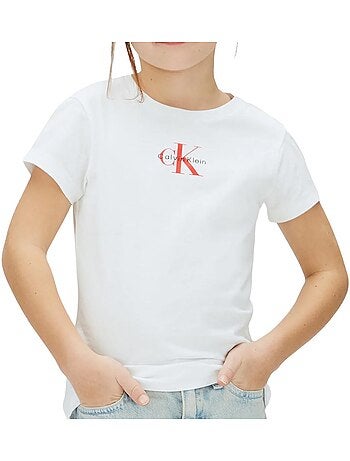 Calvin klein jeans monogram t-shirt wit/rood voor meisjes