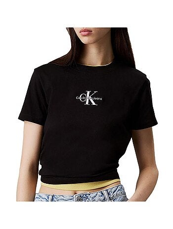 Calvin klein jeans monologo baby t-shirt zwart voor dames
