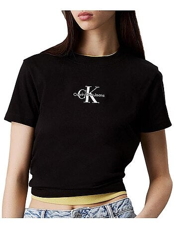 Calvin klein jeans monologo baby t-shirt zwart voor dames