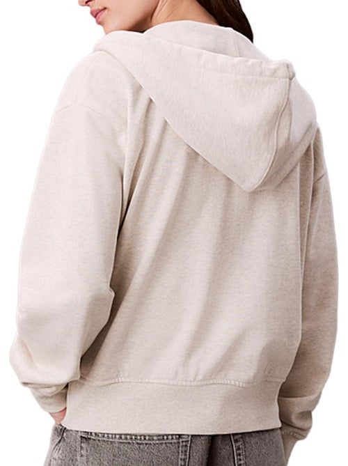 Calvin Klein Jeans Monologo Dames Hoodie Grijs met Rits - Kiabi Calvin Klein Jeans Monologo Dames Hoodie Grijs met Rits - Kiabi