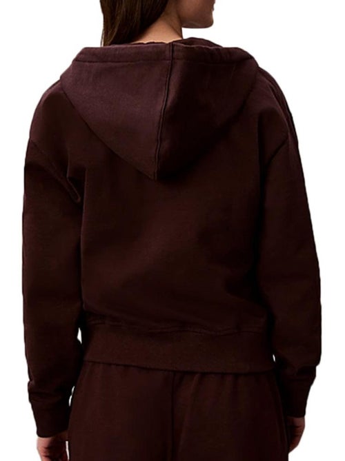 Calvin Klein Jeans Monologo Dames Hoodie met Rits - Bruin - Kiabi Calvin Klein Jeans Monologo Dames Hoodie met Rits - Bruin - Kiabi