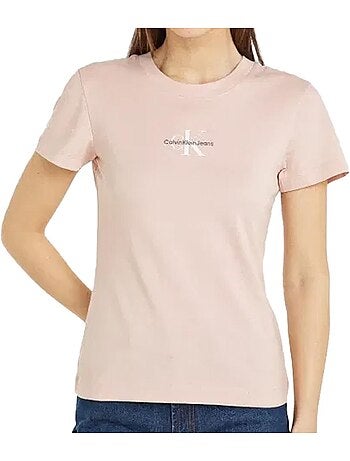 Calvin klein jeans monologo slim fit t-shirt zwart voor dames