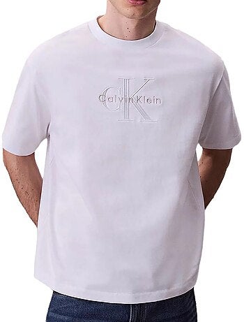 Calvin klein jeans monologo t-shirt wit voor heren lv04rb295g