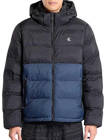 Calvin klein jeans nylon heren donsjack zwart/blauw