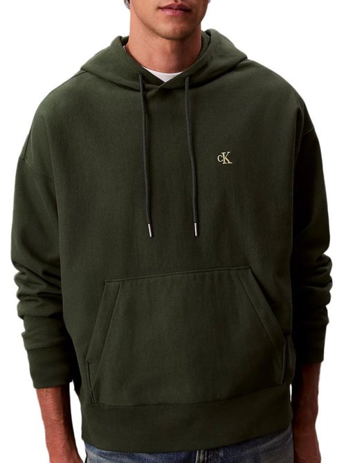 Calvin Klein Jeans Premium Terry Groene Hoodie voor Heren - Kiabi Calvin Klein Jeans Premium Terry Groene Hoodie voor Heren - Kiabi